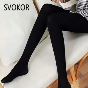 Black Fleece Lined Pantyhose Stockings Leggings
